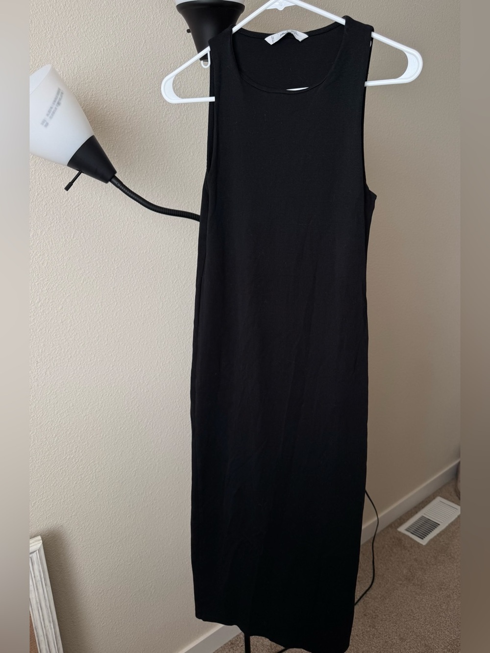 Mango (MNG) Black Sleeveless Midi Tank Dress